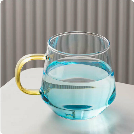 熱推家用耐熱玻璃茶杯【海洋-圓角】