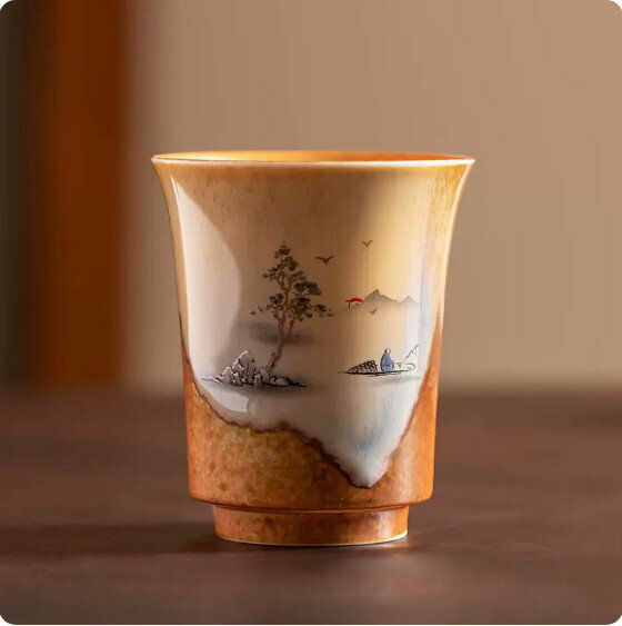 Hotly recommended household kung fu tea set bell cup [Hanjiang Solitary Fishing]