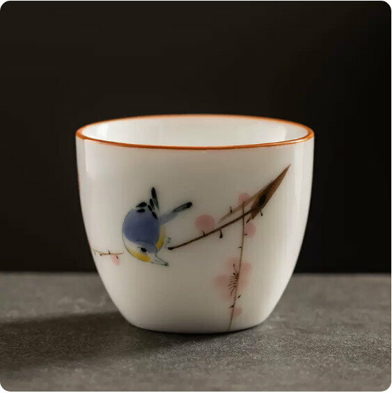 Hotly Recommended Mutton Fat Jade Hand-Painted Ceramic Tea Cup [Browsing with Joy]