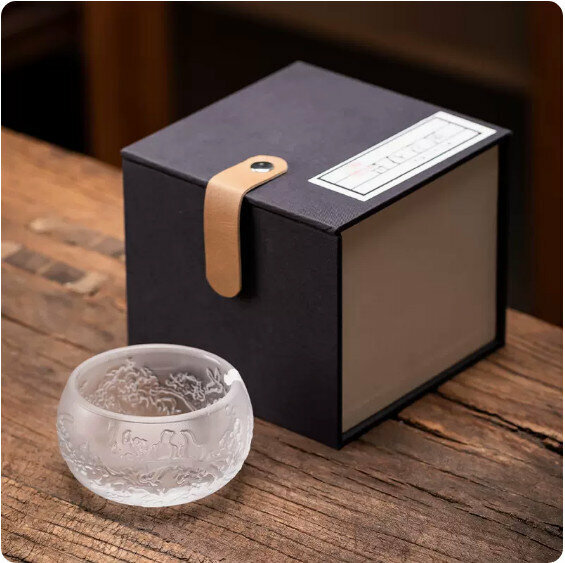 Hotly recommended household hammered glass tea cup [Happiness on the lintel-gift box]