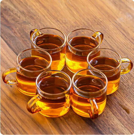 Hot recommendation [pack of 6] thickened heat-resistant transparent glass tea cup [gold handle cup]