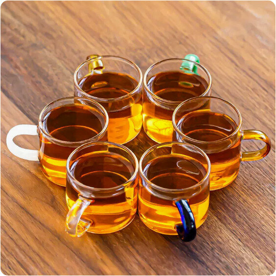 Hot recommendation [pack of 6] thickened heat-resistant transparent glass tea cups [six-color cups]