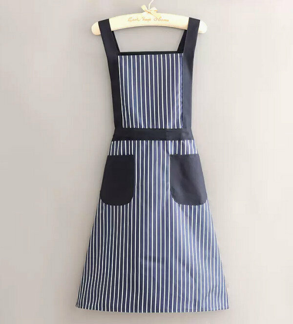 Hotly recommended fashionable one-size-fits-all apron-HL098 coated waterproof vertical straps navy blue