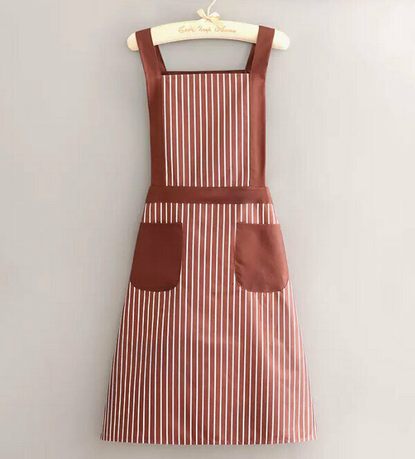 Hotly recommended fashionable one-size-fits-all apron-HL098 coated waterproof vertical strip straps brown color