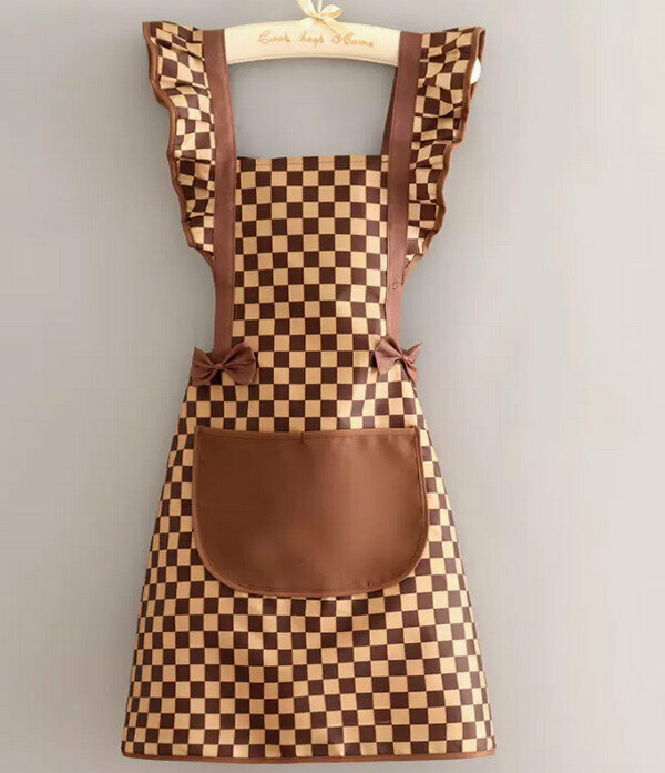 Hotly recommended fashionable one-size-fits-all apron-repellent water-repellent checkerboard pattern flying edge princess skirt with checkered pattern
