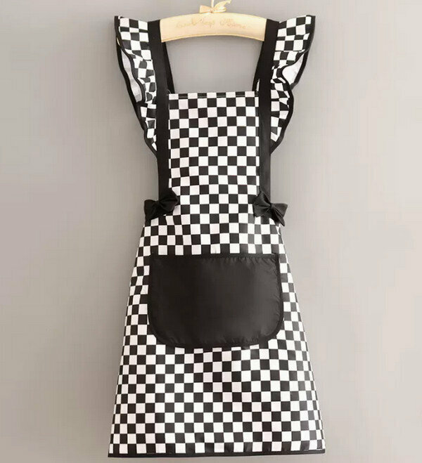 Hotly recommended fashionable one-size-fits-all apron-repellent water-repellent checkerboard flange princess skirt black plaid