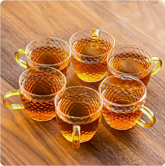 Hot recommendation [pack of 6] thickened heat-resistant transparent glass tea cup [golden dragon scale cup]