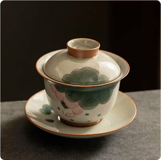 Hotly recommended Ge Kiln hand-painted Sancai bowl [Flower Bud]