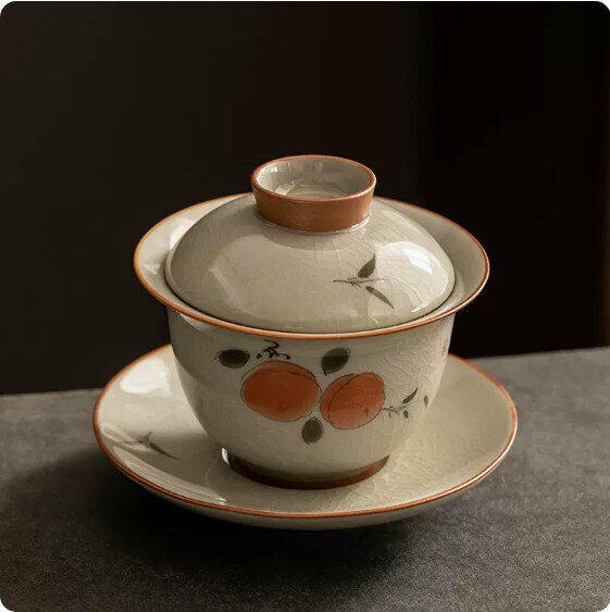 Hotly recommended Ge Kiln hand-painted Sancai bowl [Persimmon]