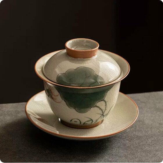 Hotly Recommended Ge Kiln Hand-Painted Sancai Bowl [Lotus Powder]