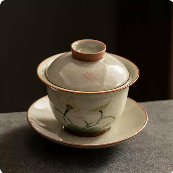 Hotly recommended Ge Kiln hand-painted Sancai bowl [Pink Lotus]