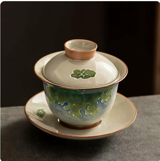 Hotly recommended Ge Kiln hand-painted Sancai bowl [Lotus Leaf]