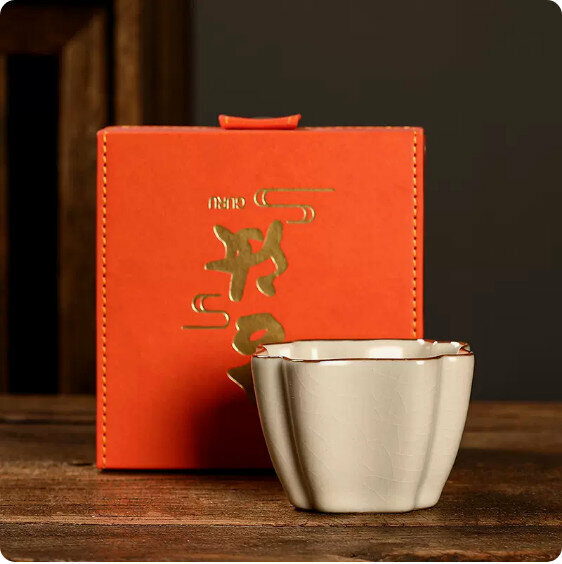 Hot Recommended Beige Ru Kiln Master Cup [Chinese Prescription-Gift Box]