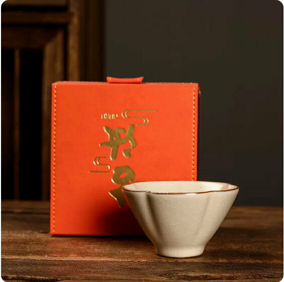 Hot Recommended Beige Ru Kiln Master Cup [Petals-Gift Box]