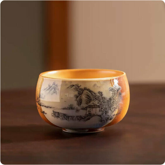 Hotly recommended Chinese style ceramic Arhat cup [Shanting Waterside Pavilion]