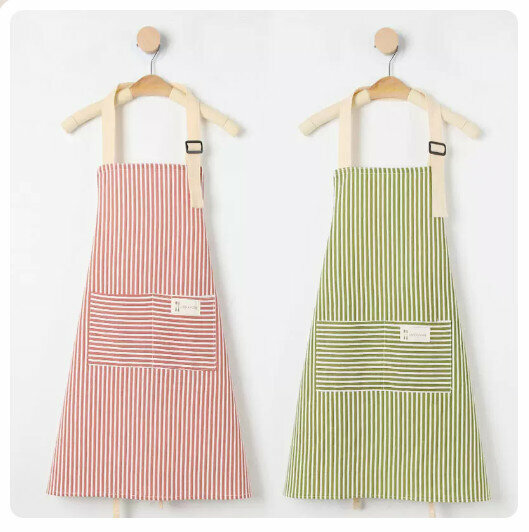 New style (pack of 2) kitchen apron cotton and linen cooking apron [light green + red]
