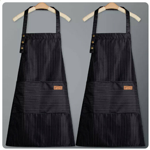 New style (pack of 2) waterproof and oil-proof apron kitchen dining and cooking apron [Master Style-Black]