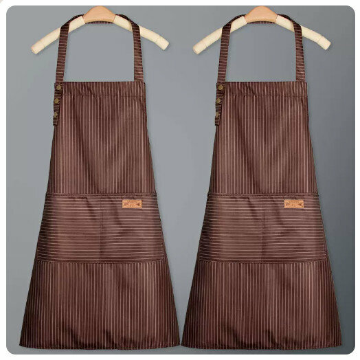 New (2-pack) waterproof and oil-proof apron kitchen dining and cooking apron [Master Style--Brown]