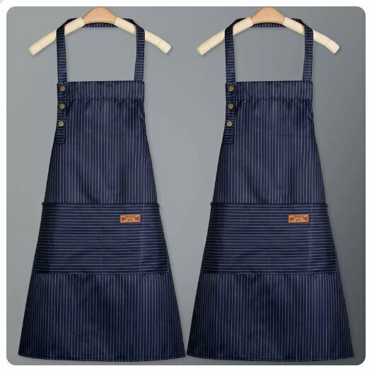 New style (pack of 2) waterproof and oil-proof apron kitchen dining and cooking apron [master style--blue]
