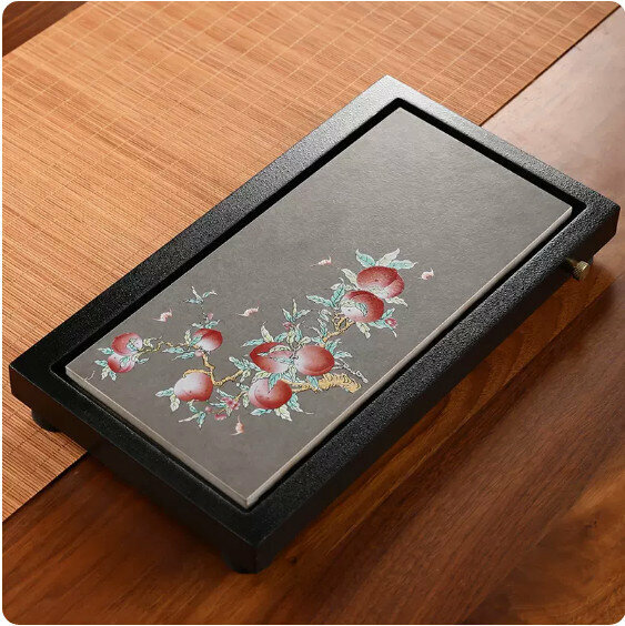 New model of dual-use imitation black gold magnet dry brewing tea tray [small rectangular (nine sets of five blessings)]