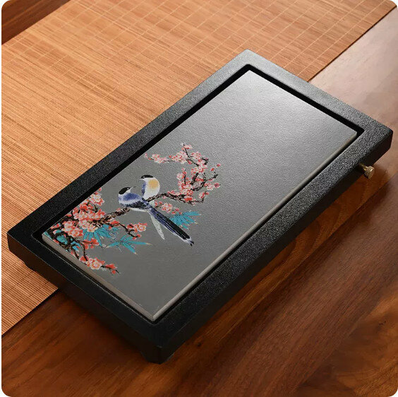 New model of dual-use imitation black gold magnet dry tea tray for storage and discharge [small rectangular (happy eyebrows)]