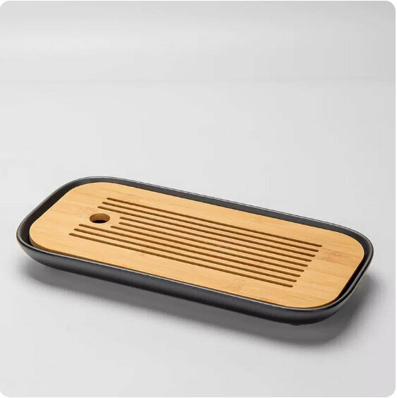 New ceramic rectangular tea tray [black]