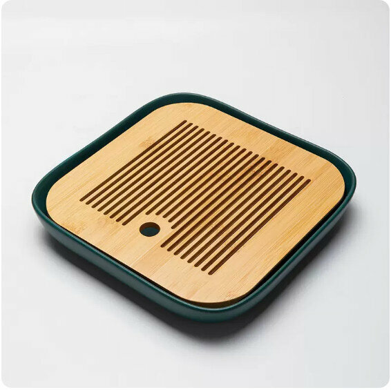 New ceramic square tea tray [dark green]