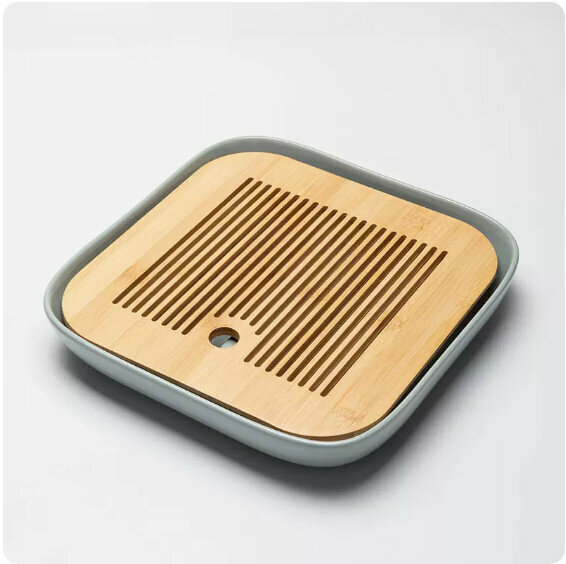 New ceramic square tea tray [light cyan]