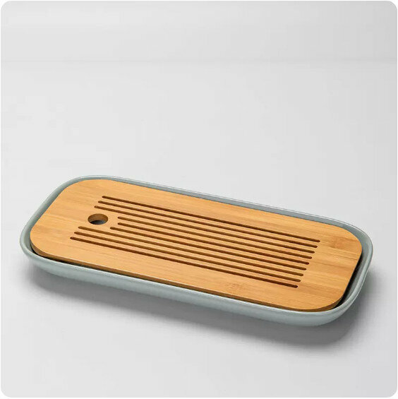 New ceramic rectangular tea tray [light cyan]