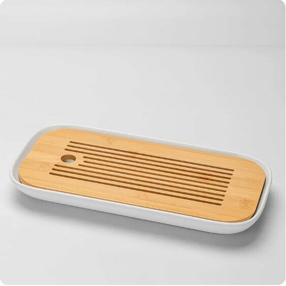 New ceramic rectangular tea tray [white]