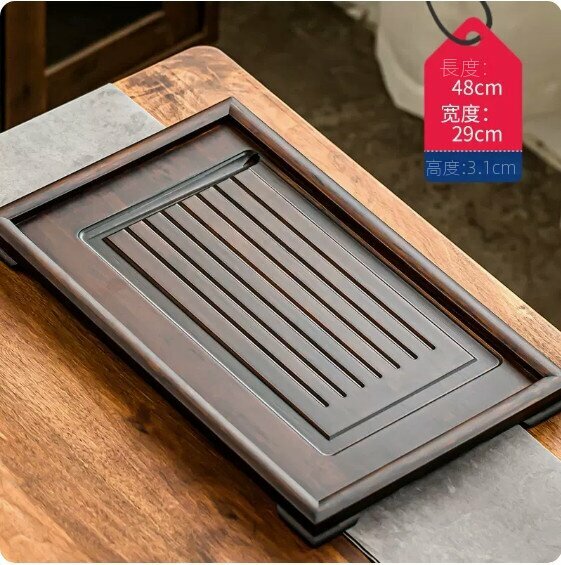New walnut color bamboo tea tray [medium size]