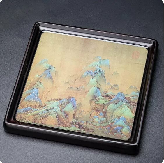 New heavy bamboo square tea tray [Qianli Jiangshan]