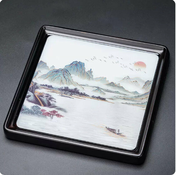 New Heavy Bamboo Square Tea Tray [The Rising Sun]