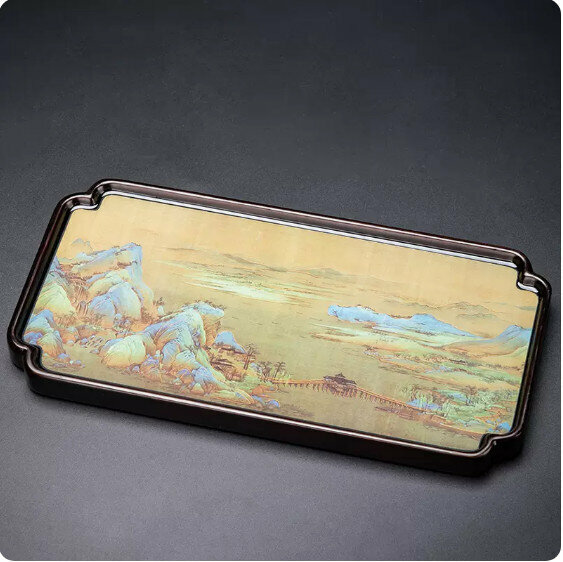 New heavy bamboo rectangular tea tray [Qianli Jiangshan]