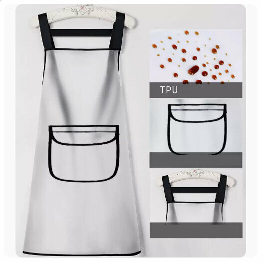 New waterproof and oil-proof apron kitchen dining and cooking apron [strap tpu-transparent]