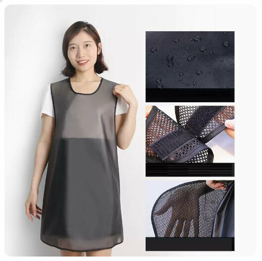 New waterproof and oil-proof apron kitchen dining and cooking apron [shoulder tpu-black]