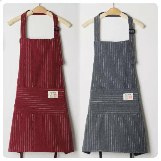 New style (pack of 2) cotton apron kitchen dining and cooking apron [burgundy + gray]
