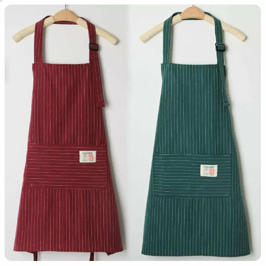 New style (2-pack) cotton apron kitchen dining and cooking apron [burgundy + green]