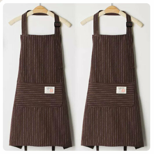 New style (2-pack) cotton apron kitchen dining and cooking apron [brown + brown]