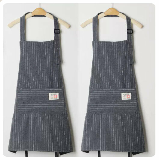 New style (2-pack) cotton apron kitchen dining and cooking apron [grey + gray]