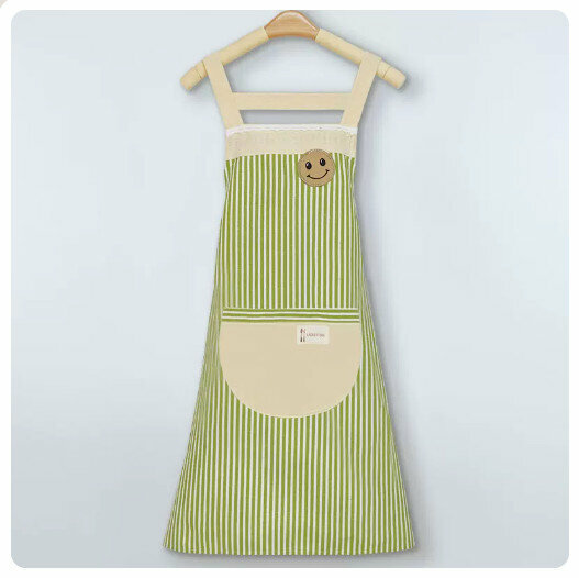 New kitchen waterproof and oil-proof apron [waterproof cotton and linen green-strap type]
