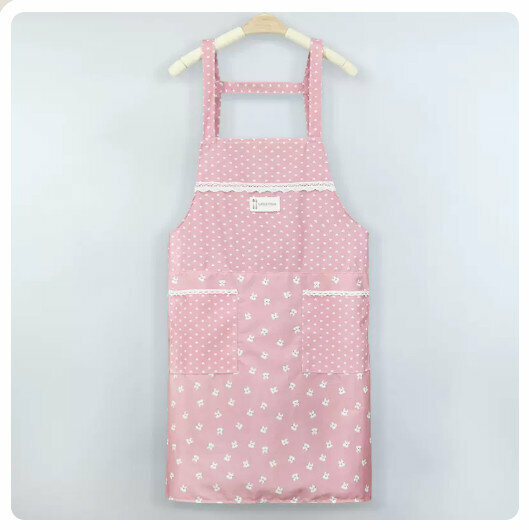 New kitchen waterproof and oil-proof apron [(breathable style) bamboo cotton - kitten style - pink]