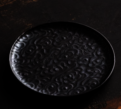 New Chinese style ceramic tea tray (Guanzen Xiangyun Disk Large Size - Wujin) (size: length 21CM*height 2CM)