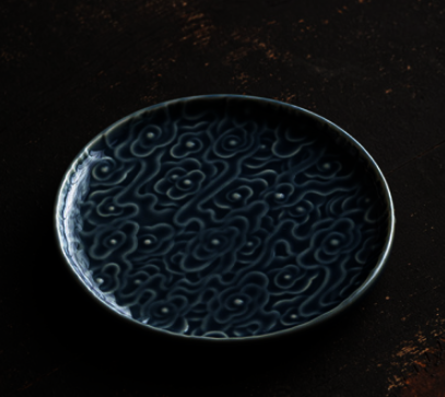 New Chinese style ceramic tea tray (Guanzen Xiangyun disc small size - Jilan) (size: length 17.3CM*height 1.5CM)