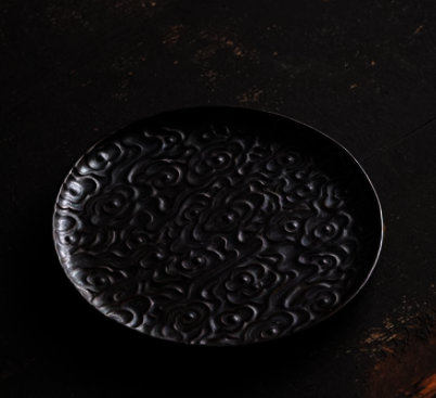 New Chinese style ceramic tea tray (Guanzen Xiangyun Disk Small Size - Wujin) (size: length 17.3CM*height 1.5CM)