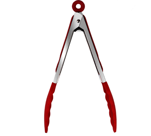 New silicone barbecue tongs (red) (specification: 28*5*3CM)