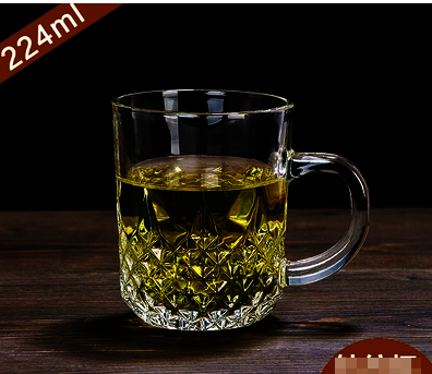 Hot recommended transparent glass water cup tea cup beer cup (specification: 224ml diamond cup)