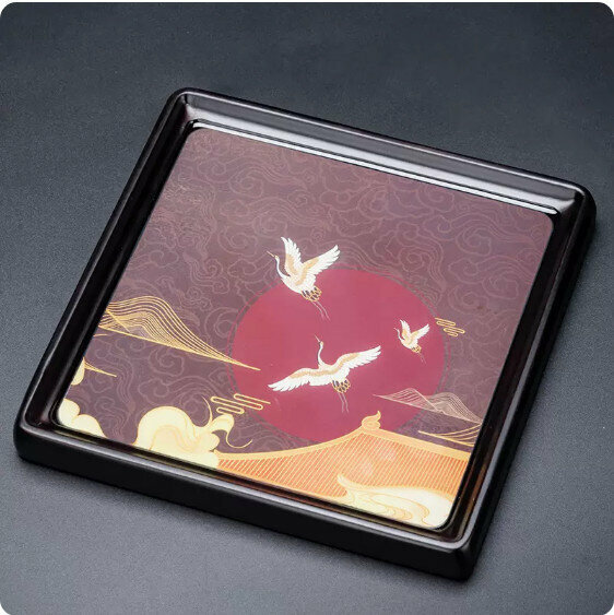 Hotly recommended heavy bamboo square tea tray [Crane in the Cloud]