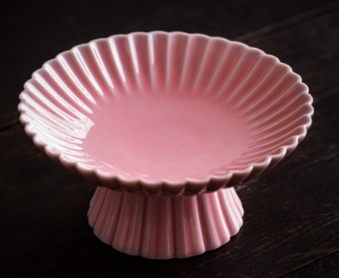 Hotly recommended retro sunflower-shaped tall ceramic tea tray (large size - rouge powder) (size: diameter 15.8CM * height 7.2CM)