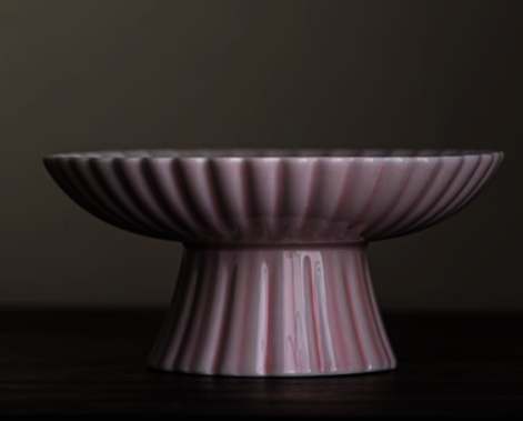 Hotly recommended retro sunflower-shaped tall ceramic tea tray (medium size - rouge powder) (size: length 13CM * height 9CM)